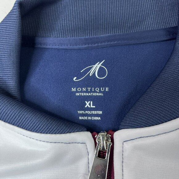 Montique International Track Jacket Maroon Blue White Men’s Size XL - Picture 3 of 7